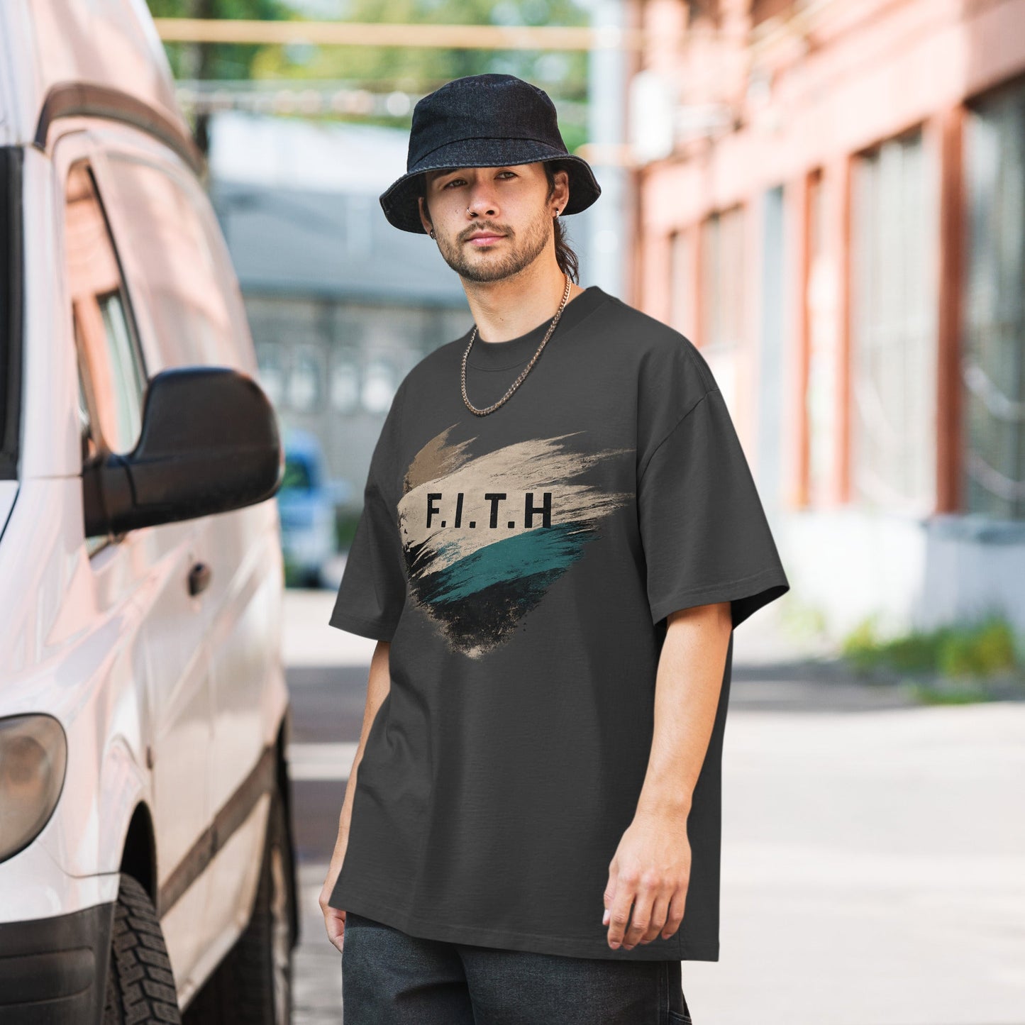F.I.T.H Grunge Streak Oversized T-Shirt - F.I.T.H Clothing and Accessories