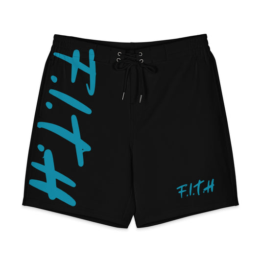 F.I.T.H Men's Black & Teal Board Shorts - F.I.T.H Clothing and Accessories