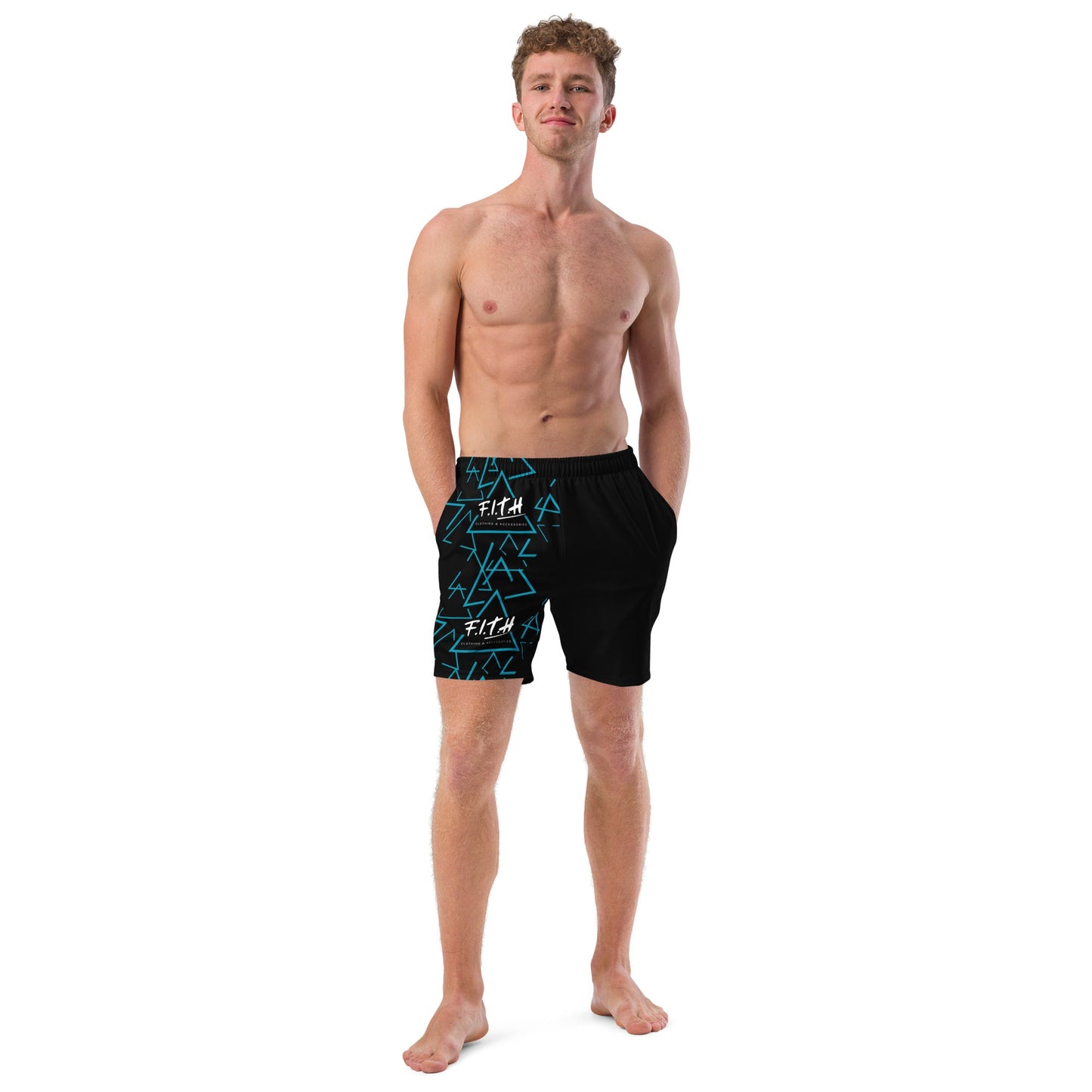 Geometric Quick-Dry Anti-Chafe Lined Swim Shorts - F.I.T.H Clothing and Accessories