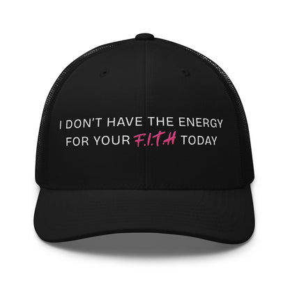 No Energy Pink Trucker Cap - F.I.T.H Clothing and Accessories