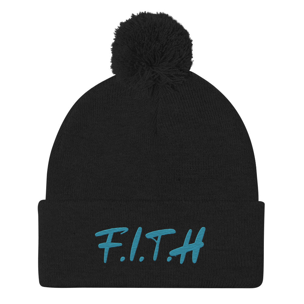 Pom-Pom Blue Beanie - F.I.T.H Clothing and Accessories