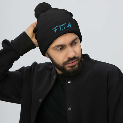 Pom-Pom Blue Beanie - F.I.T.H Clothing and Accessories