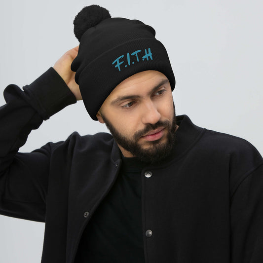Pom-Pom Blue Beanie - F.I.T.H Clothing and Accessories